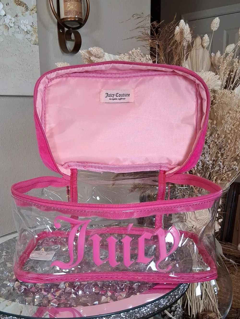 Juicy Couture Hot Pink Travel Cosmetic Case Women's Travel Makeup Case